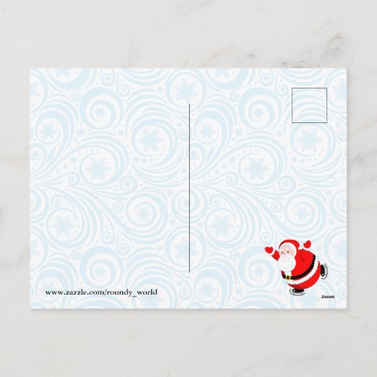 Modern cartoon of a penguin riding a polar bear, feestdagenkaart (Achterkant)