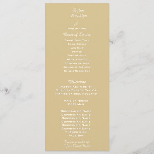 Modern Cashmere Wedding Order of Service Programma (Voorkant)