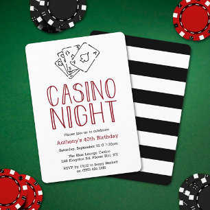Modern Casino Night Birthday Party Invitation Kaart