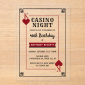 Modern Casino Night Verjaardagsfeest Acryl Uitnodigingen (Voorkant)