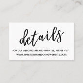 Modern Casual Bewaar de Datum & Bruiloft Detail Ka Visitekaartje (Achterkant)