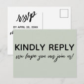 Modern Casual Handschrift Sage Green RSVP Briefkaart (Voorkant / Achterkant)