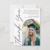 Modern Casual Script Arch Photo Afstuderen Black Bedankkaart (Voorkant)