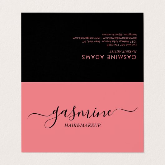 Modern Casual script voor zwart-wit en roze Visitekaartjes (Buitenkant ongevouwen)