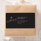 Modern casual script zwart bruiloft retouradres etiket (Insitu)
