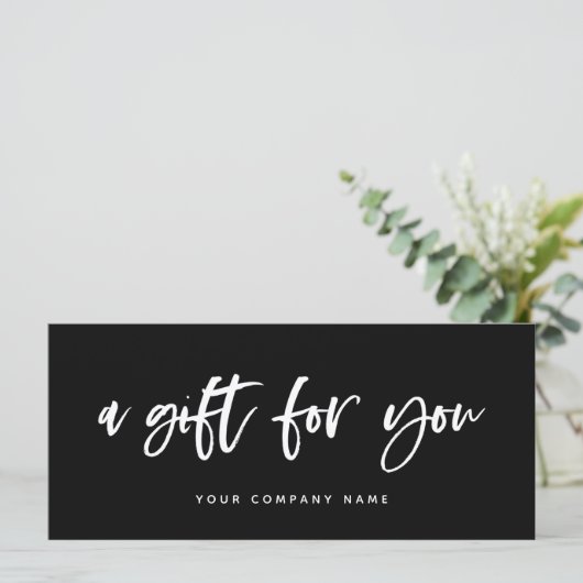 Modern Casual script zwart | Cadeaubon (Staand voorkant)