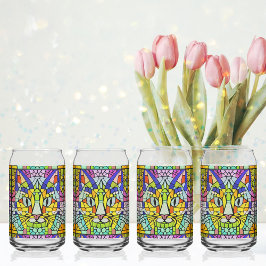 Modern Cat Glas in lood - Schattigee Katten mozaïe