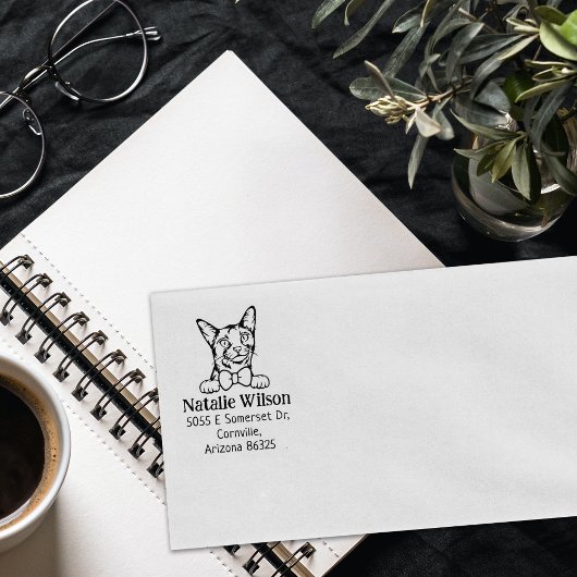 Modern Cat Return-adres Rubberstempel