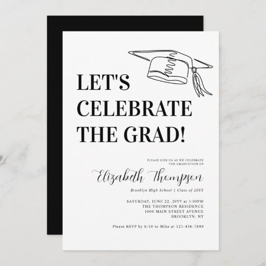 Modern Celebrate Afstuderen Eenvoudig Afstuderen Kaart (Voorkant / Achterkant)