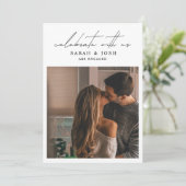 Modern Celebrate With Us 2 Photo Engagement Party Kaart (Staand voorkant)