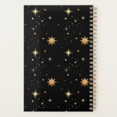 Modern Celestial Black Gold Sun Stars Naam Jaar Planner (Achterkant)