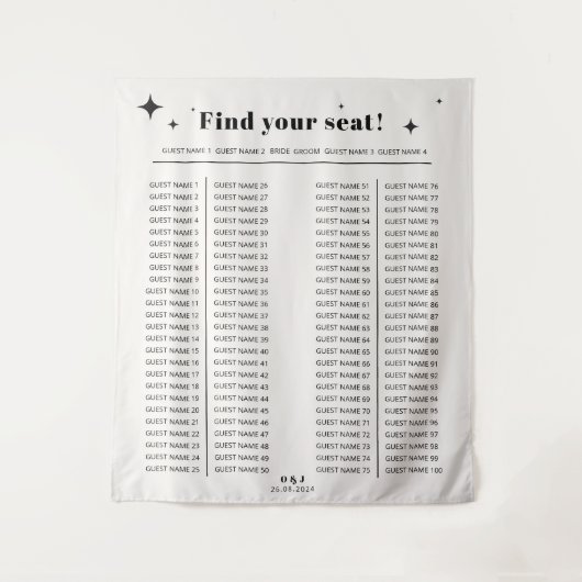 Modern Celestial Fabric Banquet Seating Chart Wandkleed (Voorkant)