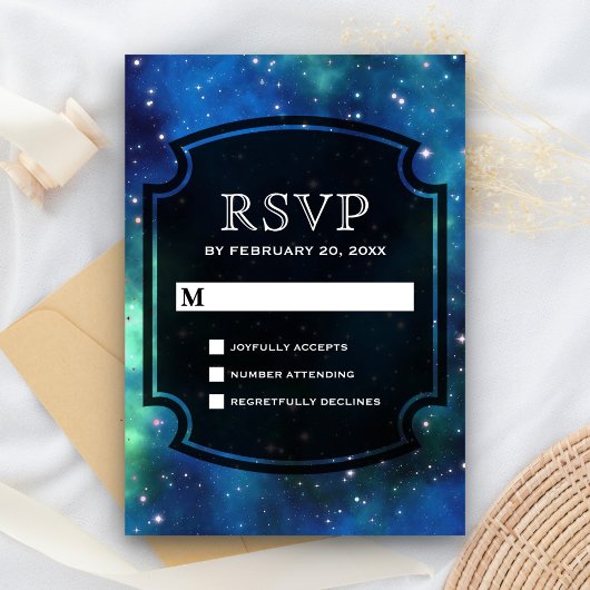 Modern Celestial Space Galaxy RSVP Kaartje