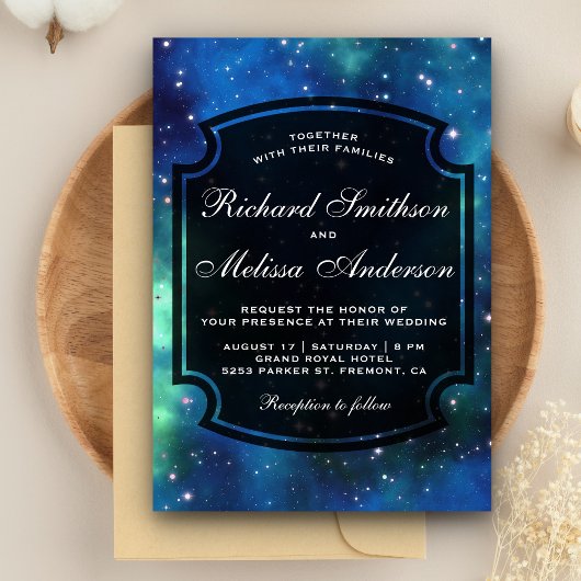 Modern Celestial Space Galaxy Wedding Kaart