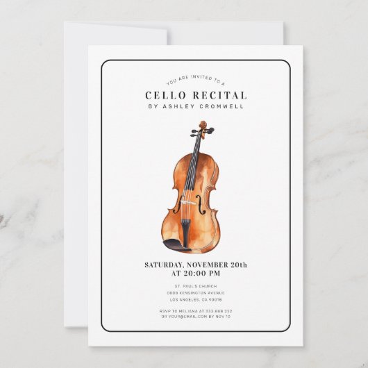 Modern Cello Music Considérant Invitation (Devant)