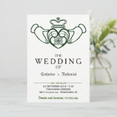 Modern Celtic Claddagh Heart Wedding Invitation Kaart (Staand voorkant)