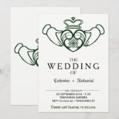 Modern Celtic Claddagh Heart Wedding Invitation Kaart (Voorkant / Achterkant)
