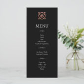 Modern Celtic Knot Roos Gold Wedding Menu (Staand voorkant)