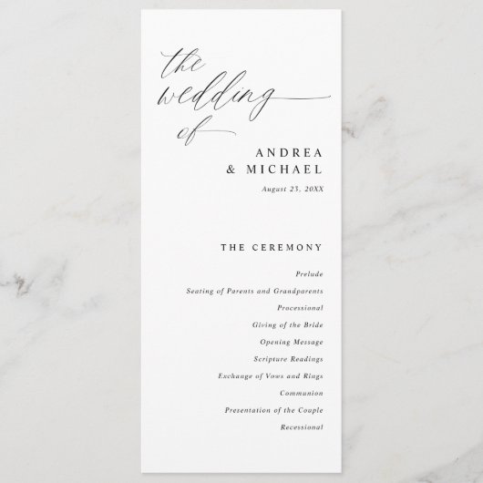 Modern Ceremony Script Calligraphy Elegant Wedding Programma (Voorkant)