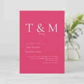 Modern Cerise Monogram No Parents Wedding Kaart (Staand voorkant)
