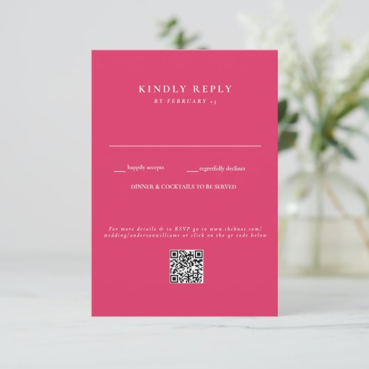 Modern Cerise Wedding QR Code RSVP (Staand voorkant)