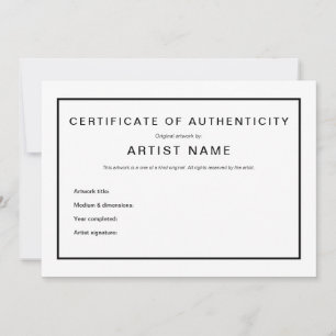 Modern Certificaat van Echtheid voor Kunst Aankondiging