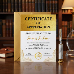 Modern Certificaat van Prestatie Goud: Een Classy