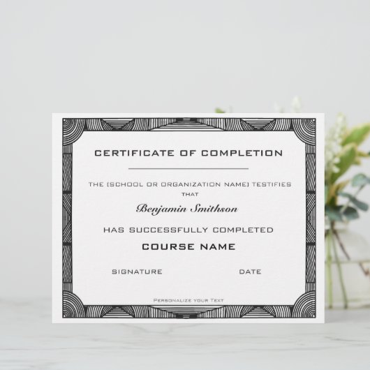 Modern certificaat van voltooiing aan Personaliser (Staand voorkant)