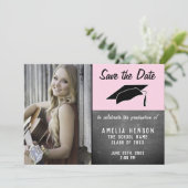 Modern Chalkboard Afstuderen Save the Date Photo Aankondiging (Staand voorkant)