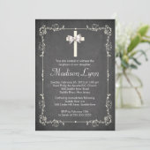 Modern Chalkboard Baptism Christening Cross Kaart (Staand voorkant)
