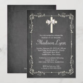 Modern Chalkboard Baptism Christening Cross Kaart (Voorkant / Achterkant)