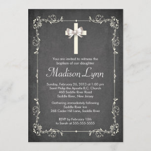 Modern Chalkboard Baptism Christening Cross Kaart