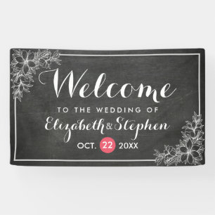 Modern Chalkboard Bloemen Lijst Bruiloft Welkom Spandoek