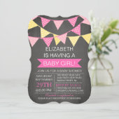Modern Chalkboard Bunting GIRLS Baby shower Kaart (Staand voorkant)