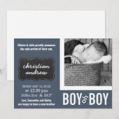 Modern Chalkboard BW Foto New Baby Aankondiging (Voorkant / Achterkant)