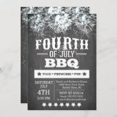 Modern Chalkboard Fireworks, vierde van juli Kaart (Voorkant / Achterkant)