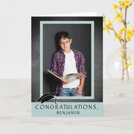Modern Chalkboard Gefeliciteerd Afstuderen Foto Kaart