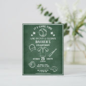 Modern Chalkboard Honkbal Budget Verjaardag Uitnod (Staand voorkant)