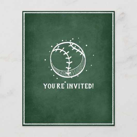 Modern Chalkboard Honkbal Budget Verjaardag Uitnod (Achterkant)