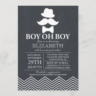 Modern Chalkboard Kleine Mannen snor Baby shower Kaart