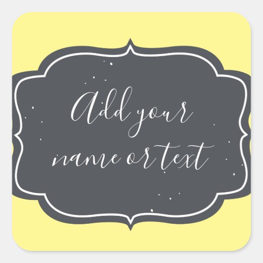 Modern Chalkboard Lijst - Aangepast geel Vierkante Sticker (Voorkant)