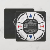 Modern Chalkboard Nautical Baby shower Invitation Kaart (Voorkant / Achterkant)