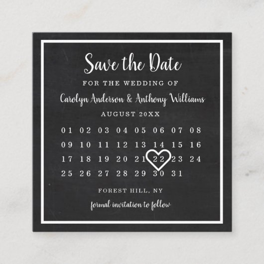 Modern Chalkboard Photo Calendar Save the Date Informatiekaartje (Voorkant)