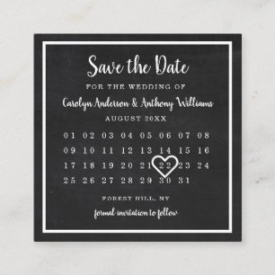 Modern Chalkboard Photo Calendar Save the Date Informatiekaartje