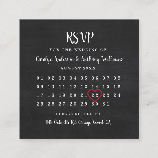 Modern Chalkboard RSVP-kaart Informatiekaartje (Voorkant)