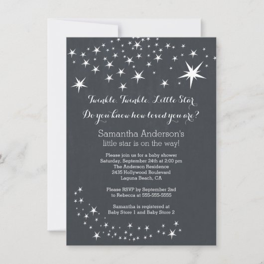 Modern Chalkboard Star Baby shower Invitation Kaart (Voorkant)