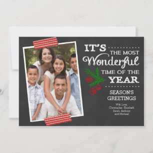 Modern Chalkboard Typography Holiday Photo Card Feestdagenkaart