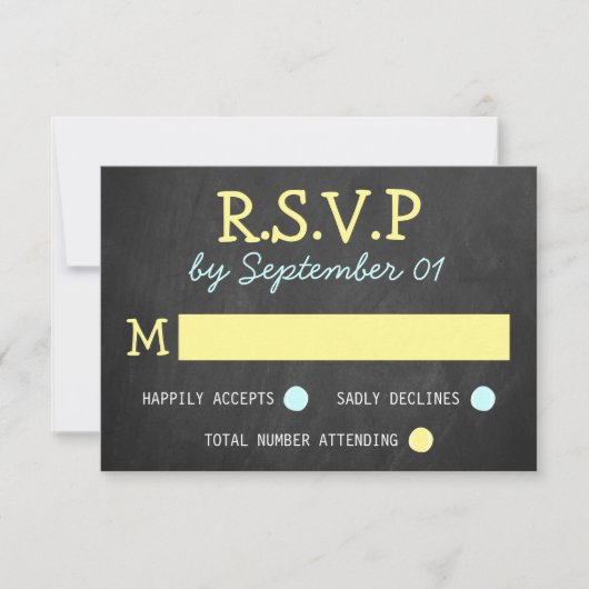 Modern Chalkboard Typography Wedding RSVP Kaarten Kaartje (Voorkant)