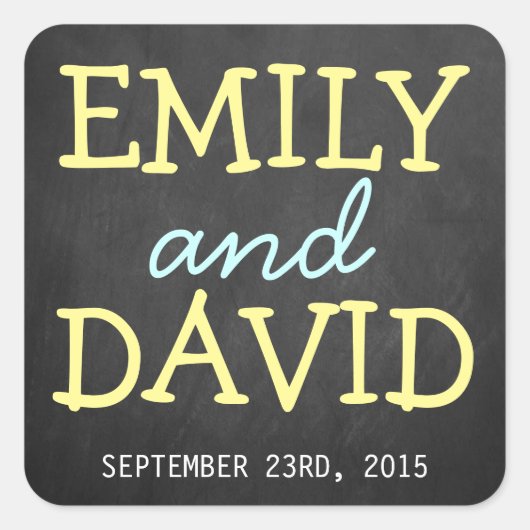 Modern Chalkboard Typography Wedding Stickers (Voorkant)