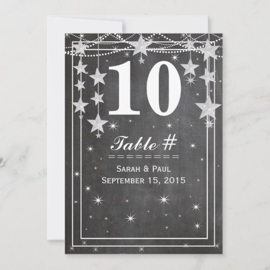 Modern Chalkboard Wedding Table No. Kaart (Achterkant)